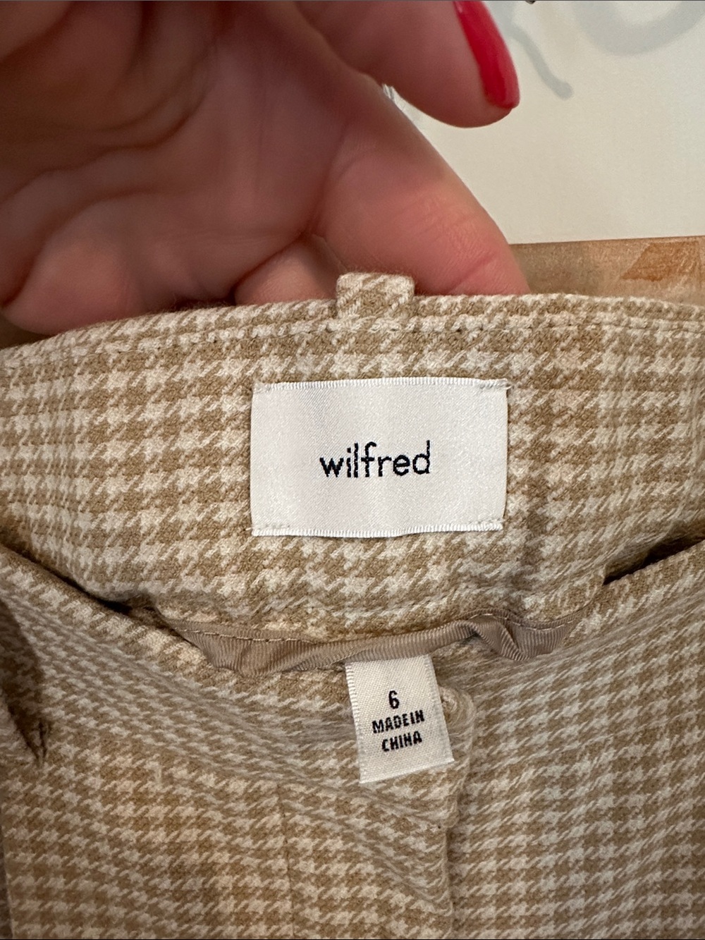 Wilfred Beige Houndstooth Dress Pants - Picture 2 of 6